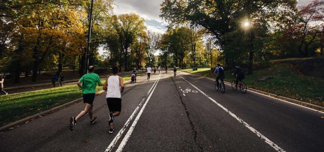 people running and biking